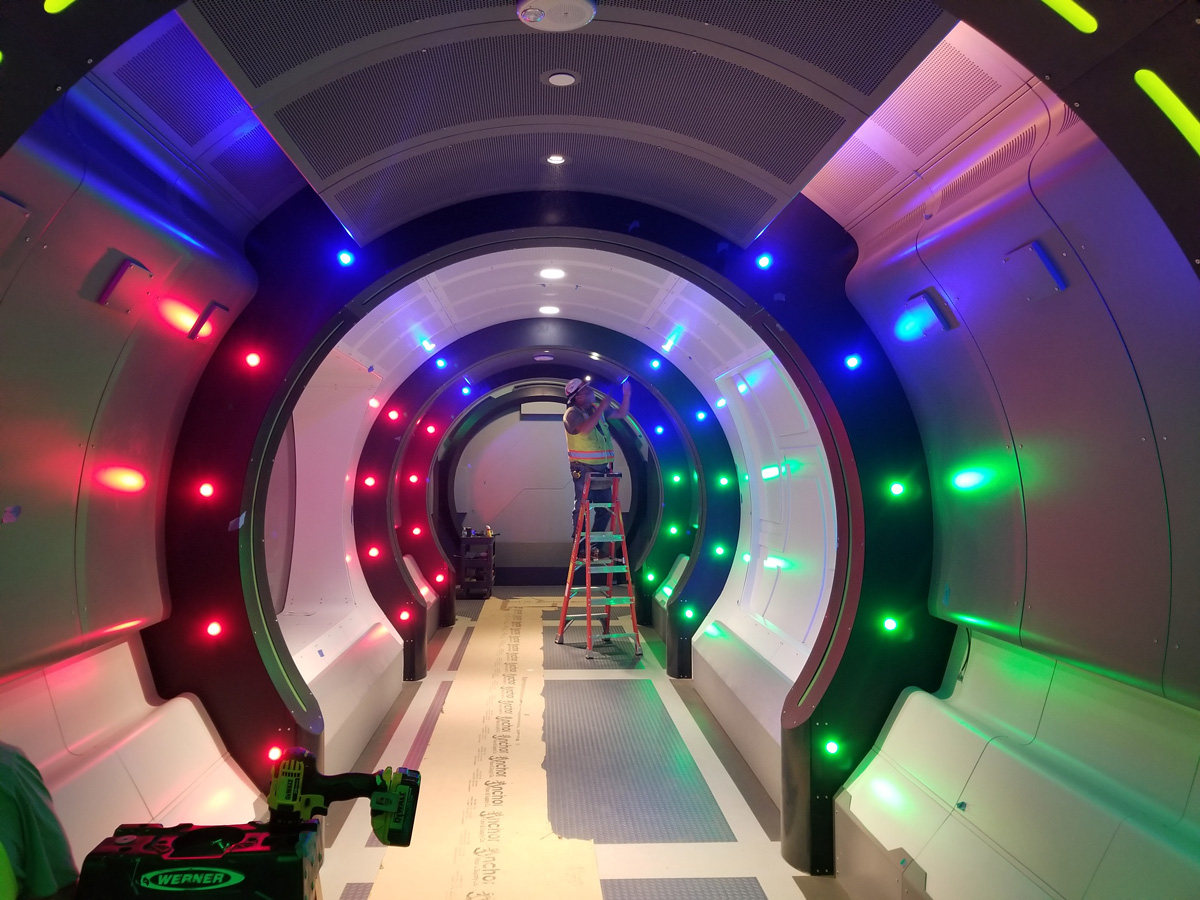 futuristic interior architectural metal project