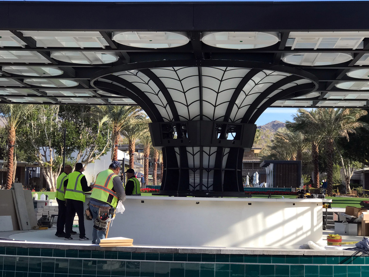 constructing outdoor architectural metal installation