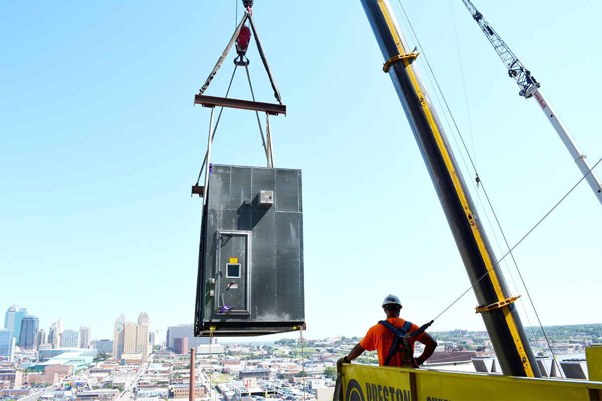 crane installing fabricated system