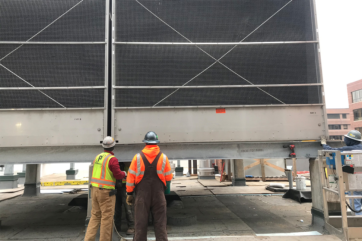 installing new cooling tower