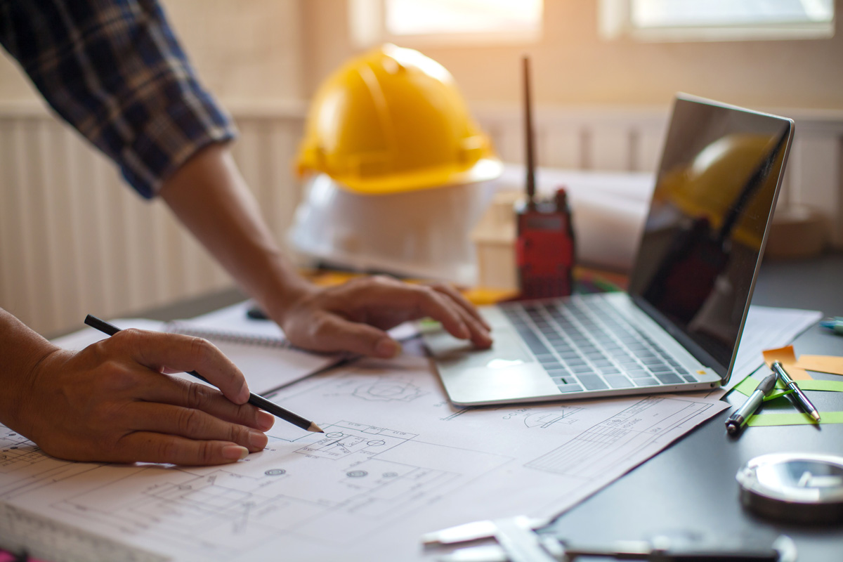 construction manager reviewing building layout