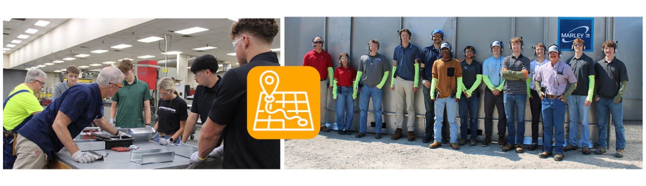 p1 interns group photo SPX Cooling and P1 fabrication shops