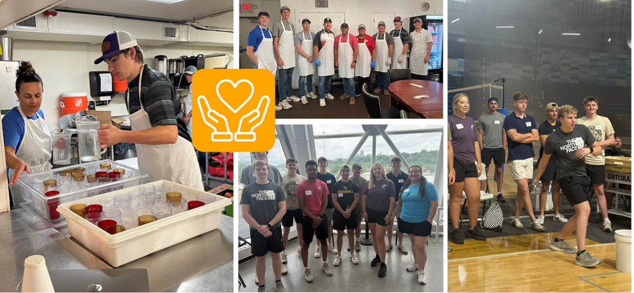 p1 interns at volunteer events including Nourish KC