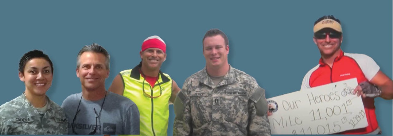 images of dan ott with various military personnel he met during his bike rides