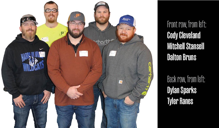 P1 Construction Millwright team Cody Cleveland, Mitchell Stansell, Dalton Bruns, Dylan Sparks, Tyler Ranes