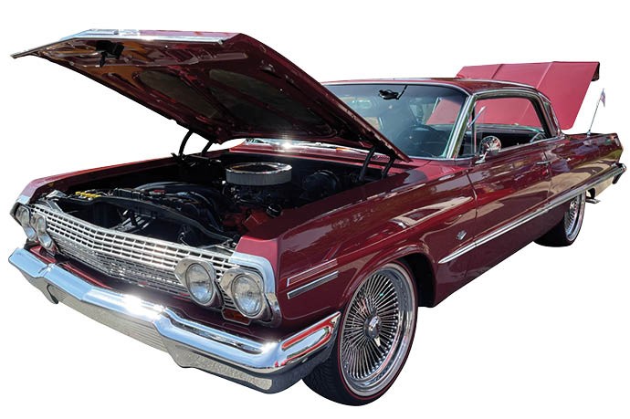 classic 1963 Chevy Impala in dark red