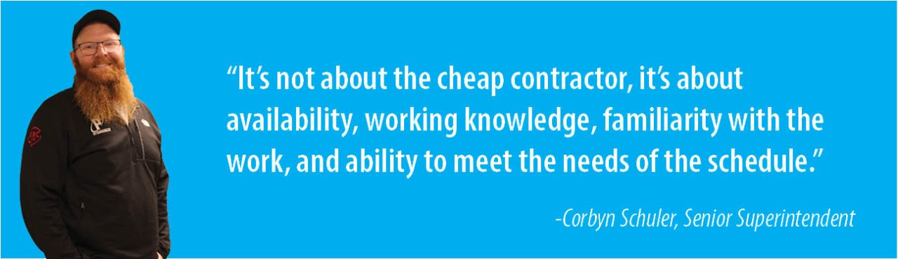 p1 construction superintendent corbyn schuler photo and quote