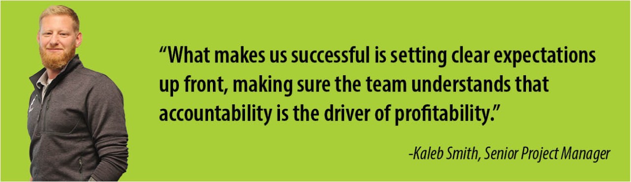 p1 construction senior project manager kaleb smith photo and quote