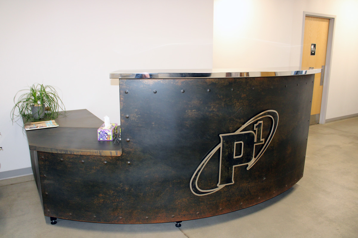 architectural and sheet metal shop reception desk