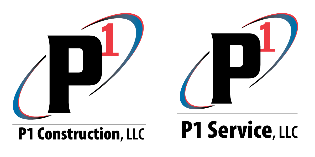 P1 Construction and P1 Service logos combined