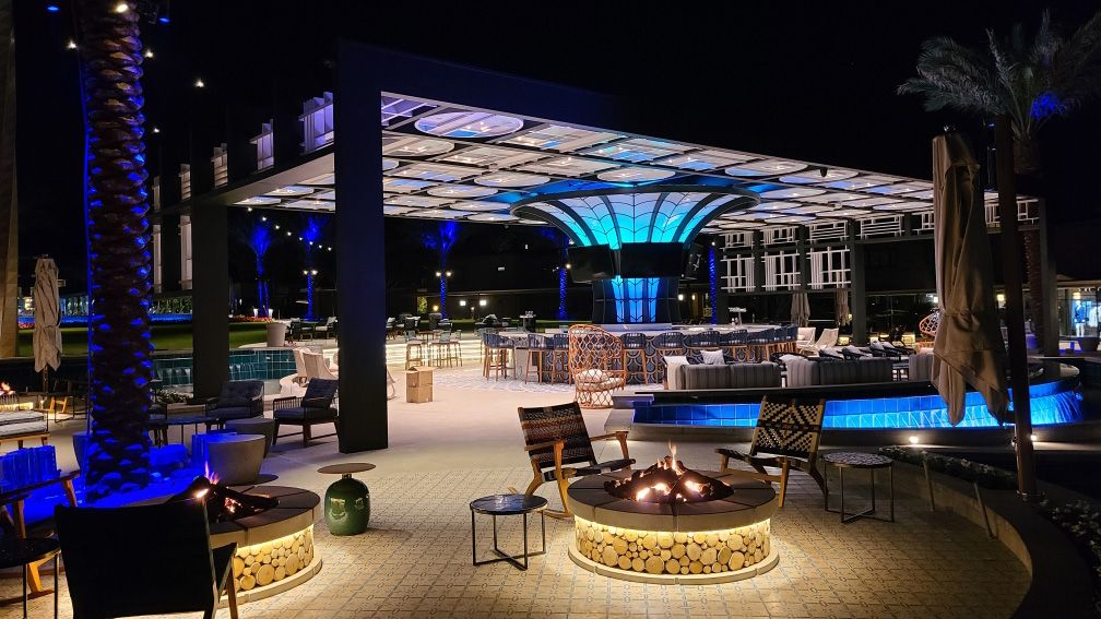 outdoor architectural metal installation