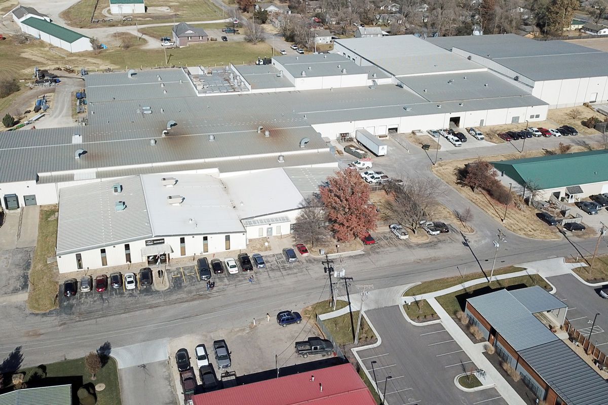 aerial view of lawrence ks fabrication shop